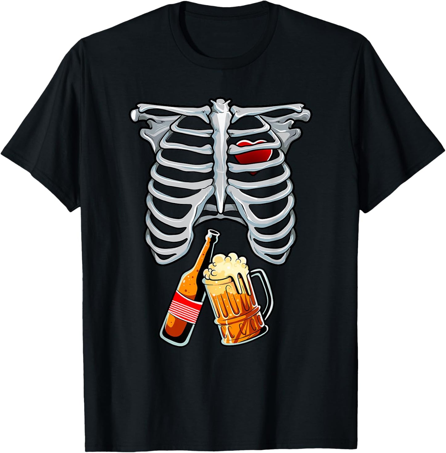 Skeleton Costume Halloween Beer Xray Matching Family Dad T-Shirt - T-Shirt | Black