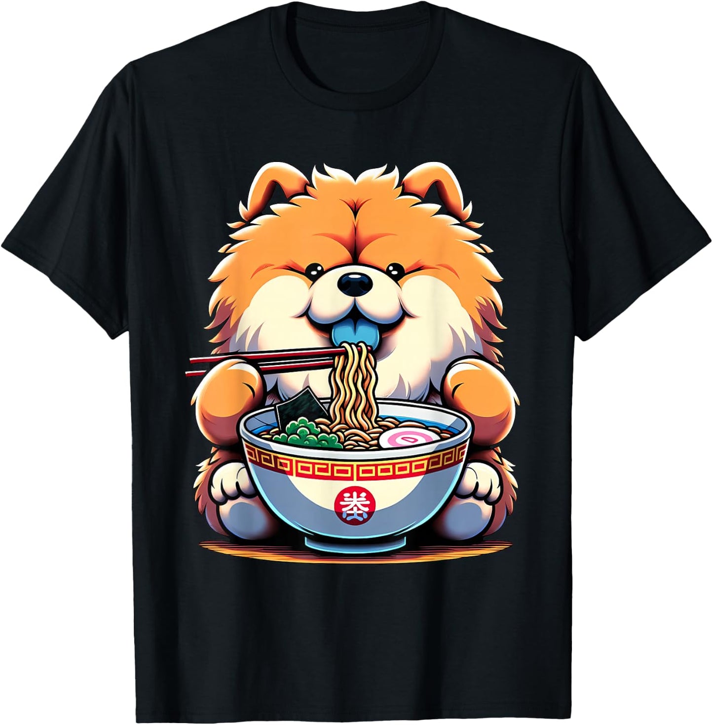 Kawaii Anime Chow Chow Dog Ramen T-Shirt - T-Shirt | Black