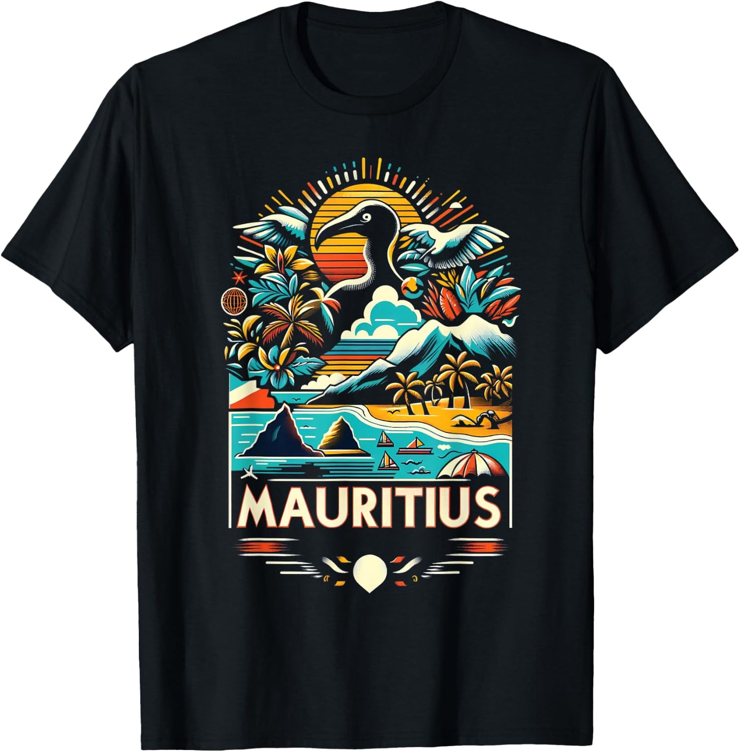 Mauritius Africa Vintage Art T-Shirt - T-Shirt | Black