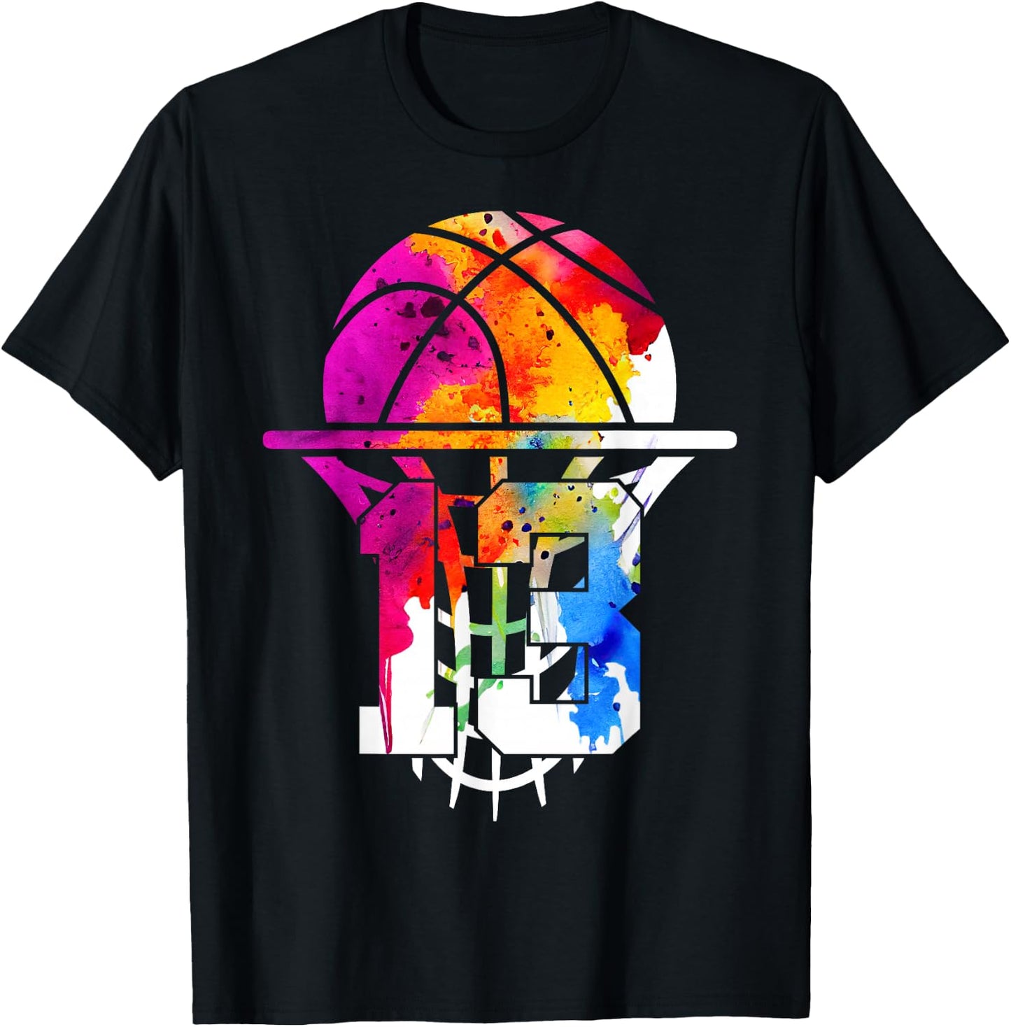 13 Years Basketball 13th Birthday T-Shirt - T-Shirt | Black