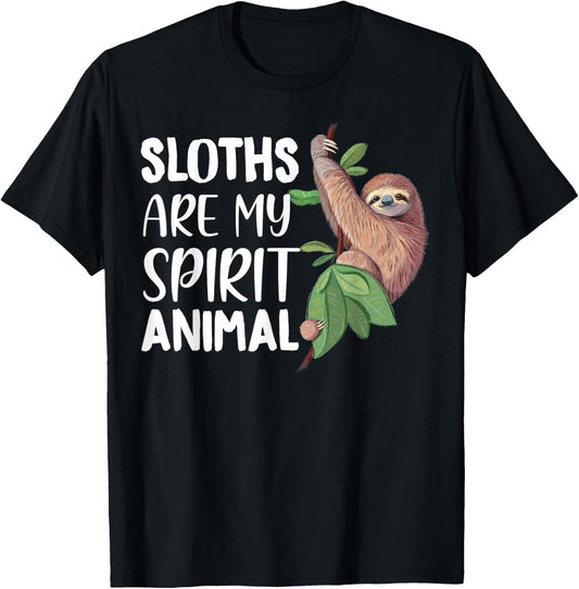 Sloths are my Spirit Animal lazy cute Sloth T-Shirt - T-Shirt | Black