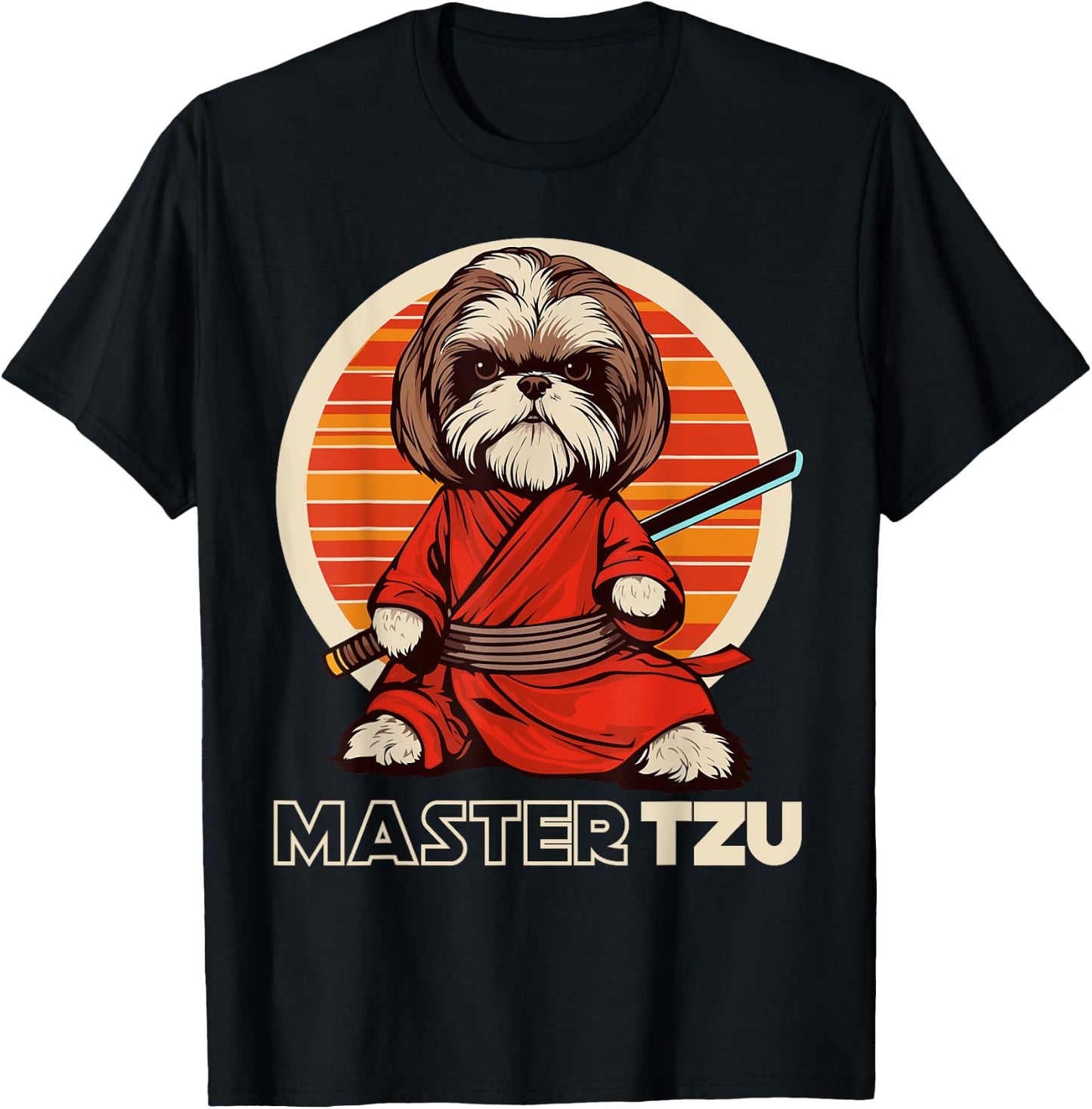 Master Tzu Ninja Shih Tzu Samurai Dog Anime T-Shirt - T-Shirt | Black