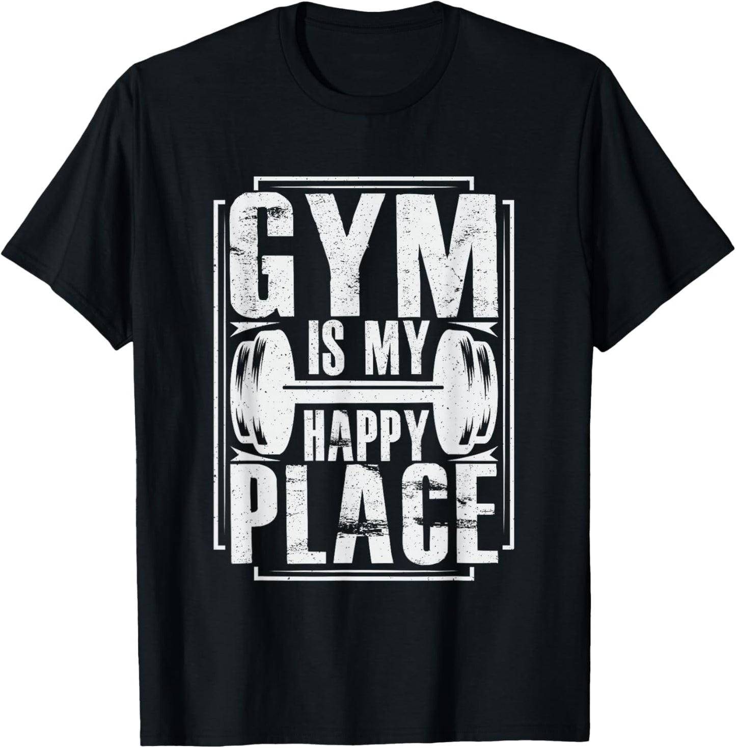 Gym Is My Happy Place - Throwback Design - Classic T-Shirt - T-Shirt | Black