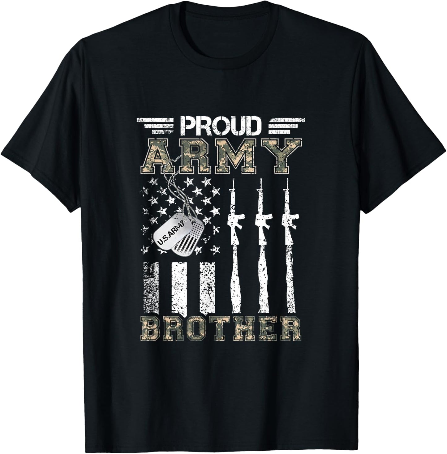 Proud Army Brother US Army Brother Gifts Army Graduation T-Shirt - T-Shirt | Black