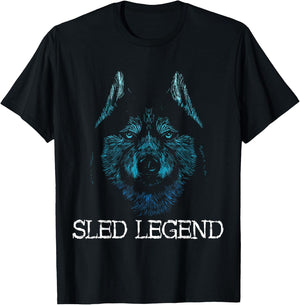 Sled Dog Husky Dog Sled Legend Alaska Winter Mushing Sleigh T-Shirt - T-Shirt | Black
