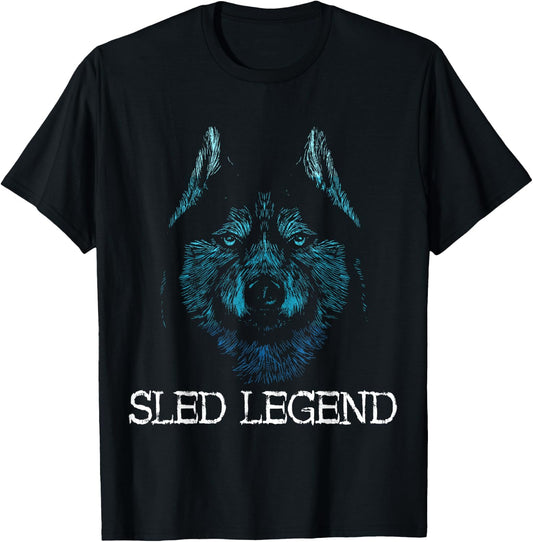 Sled Dog Husky Dog Sled Legend Alaska Winter Mushing Sleigh T-Shirt - T-Shirt | Black