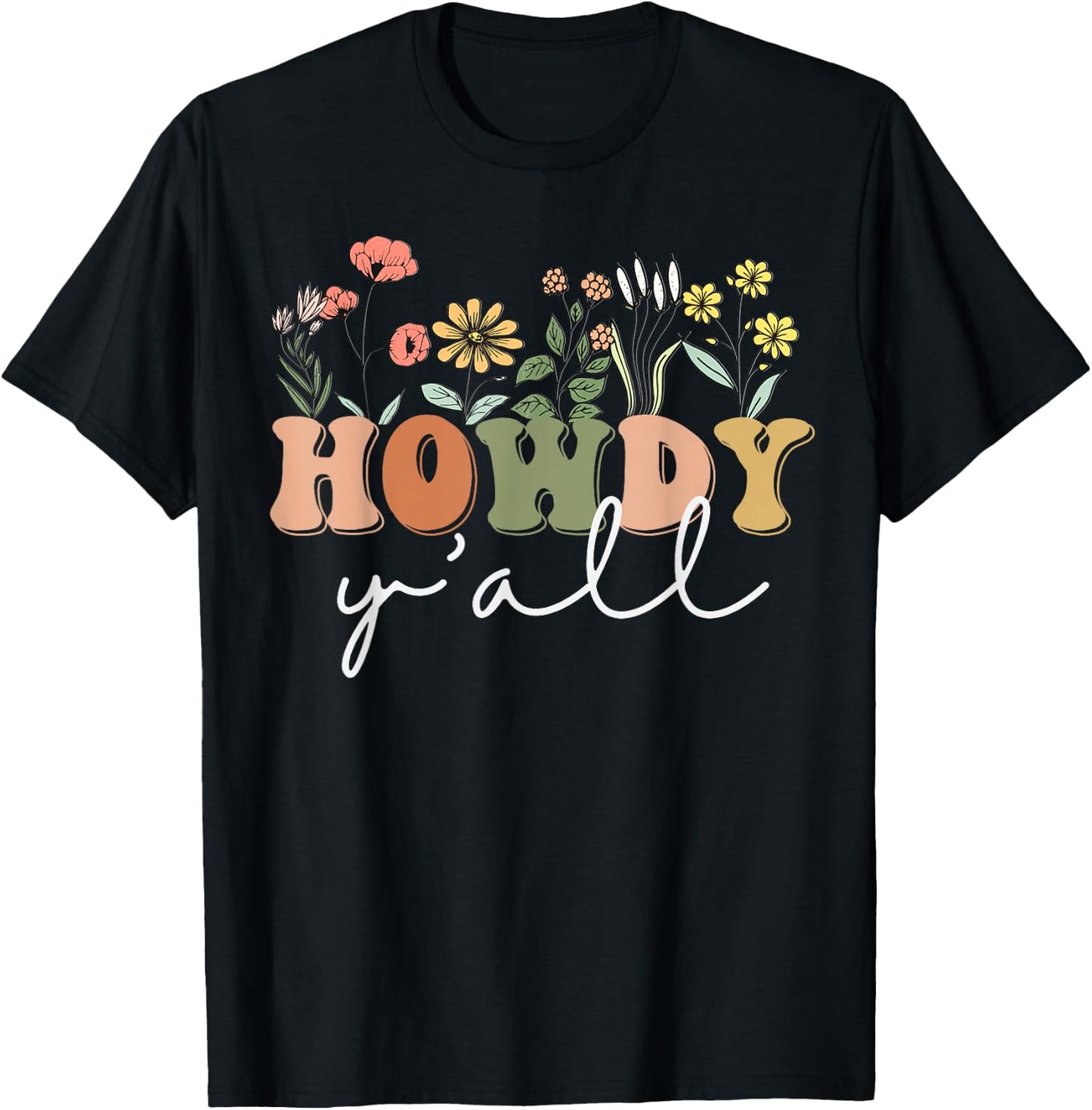 Howdy Y'all Southern Western Girl Country Rodeo Cowgirl T-Shirt - T-Shirt | Black