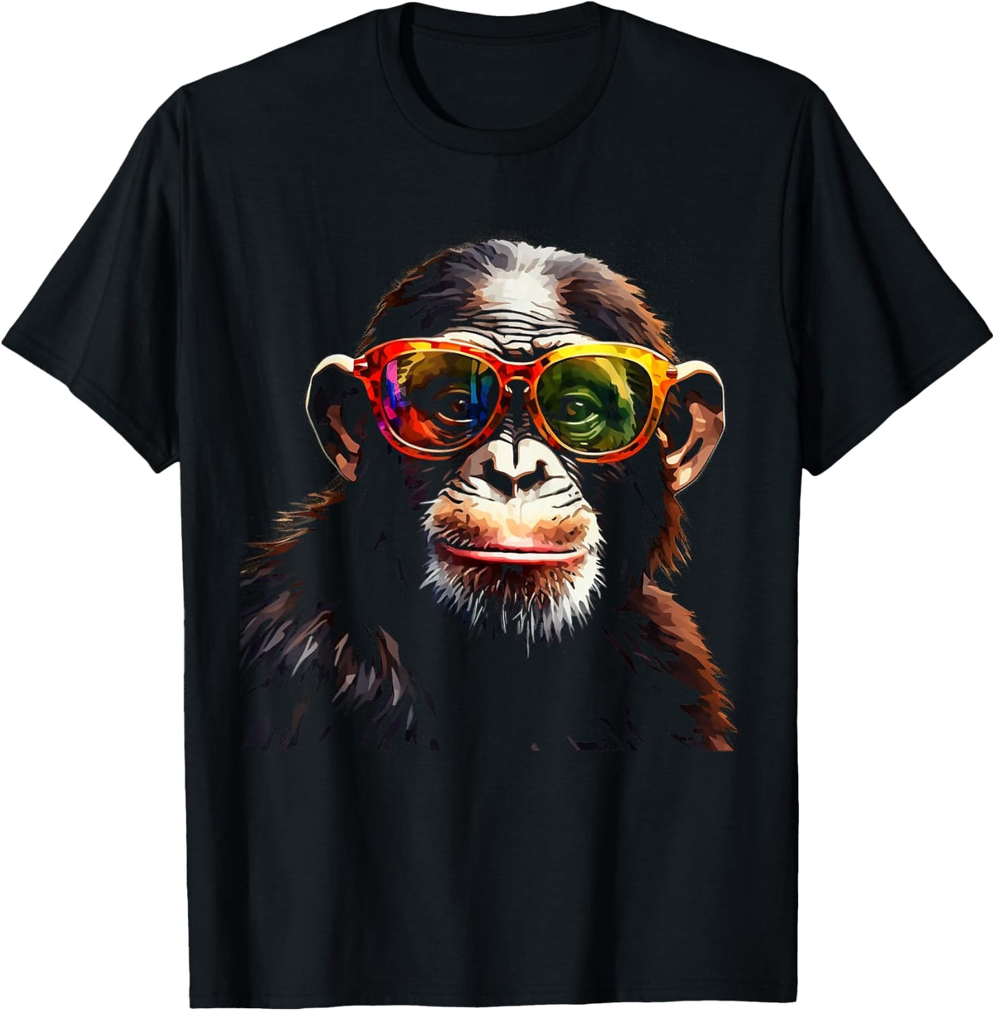 Monkey Sunglasses Animal Zoo Colourful Art Monkey T-Shirt - T-Shirt | Black