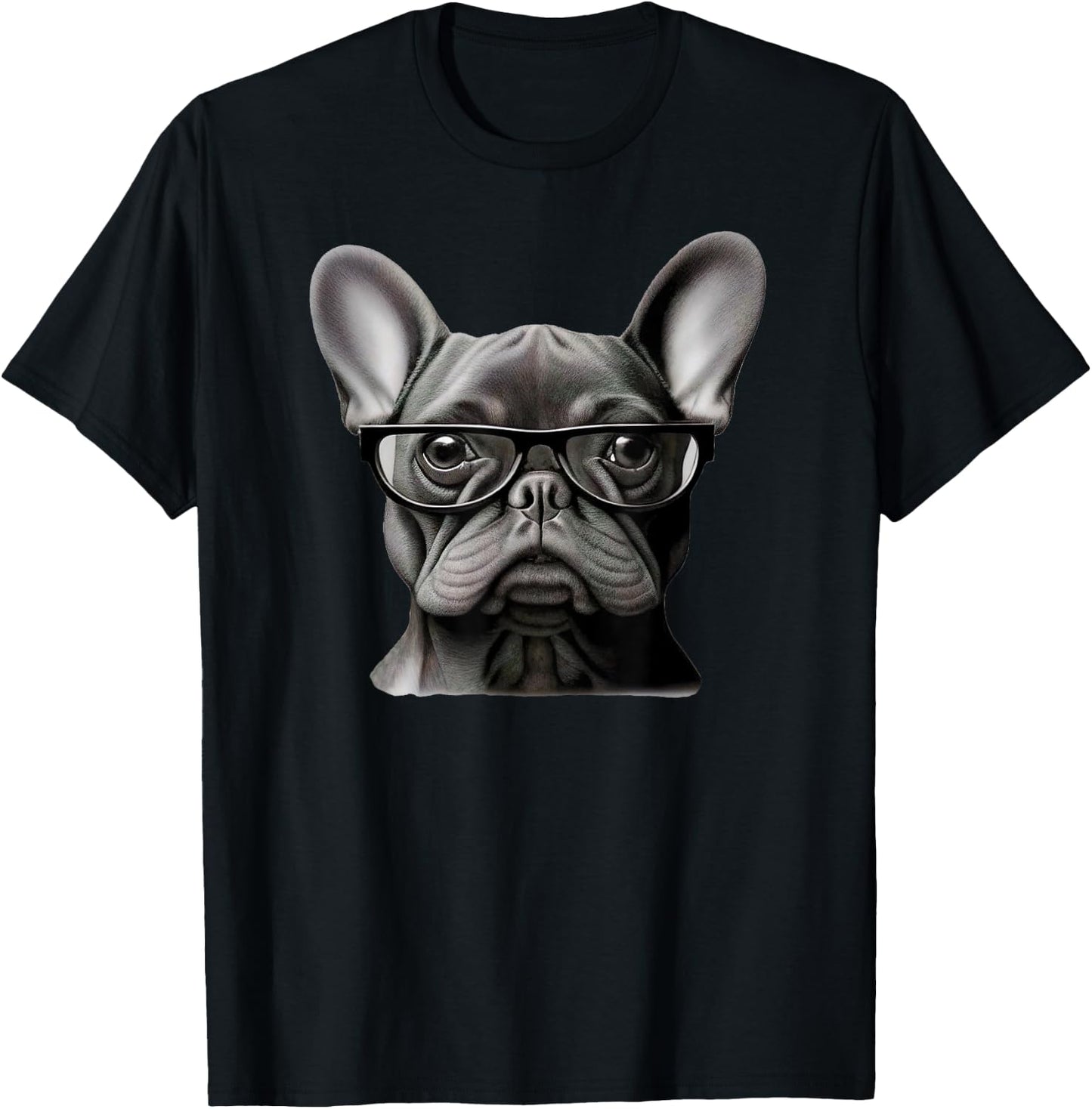 Funny French Bulldog Face Cute Frenchie Mama With Glasses Men Women Girls Kids T-Shirt - T-Shirt | Black