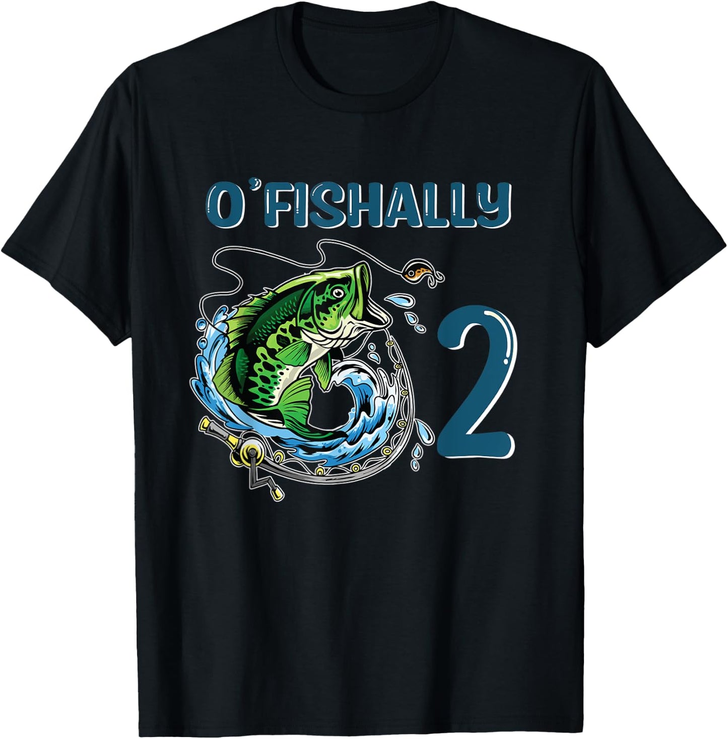 O-Fishally 2 Years Old Fisherman 2nd Birthday Fishing T-Shirt - T-Shirt | Black