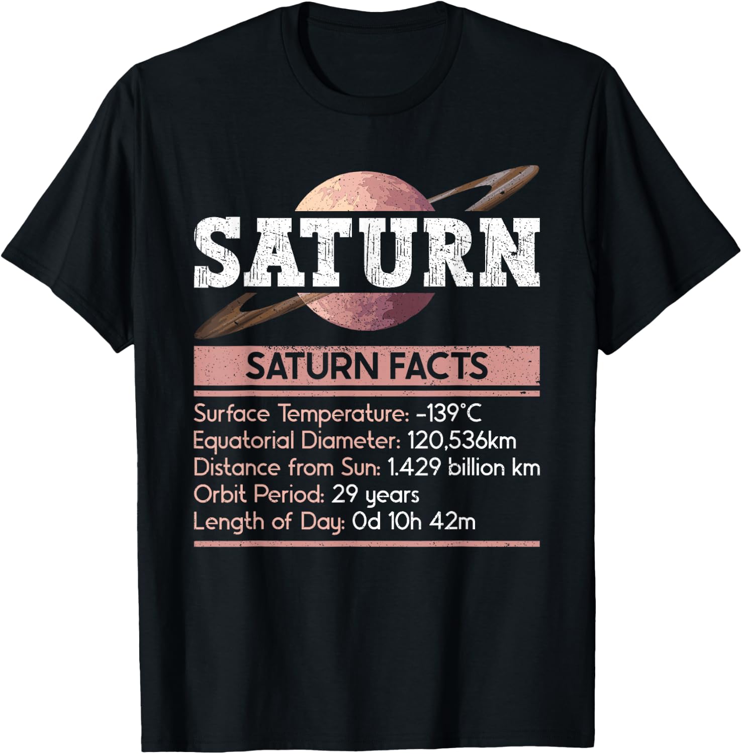 Saturn Facts - Space Saturn Planet T-Shirt - T-Shirt | Black