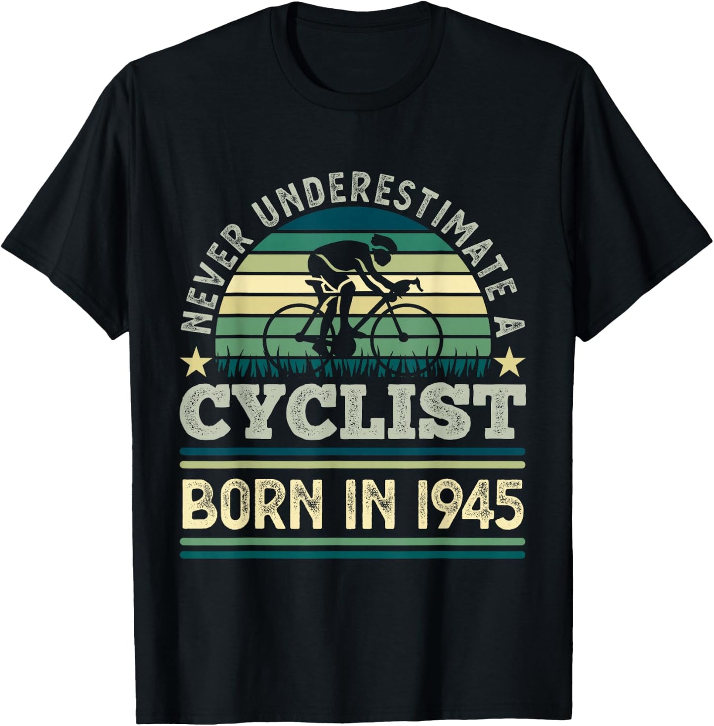 Cyclist born in 1945 80th Birthday Cycling Bicycle T-Shirt - T-Shirt | Black