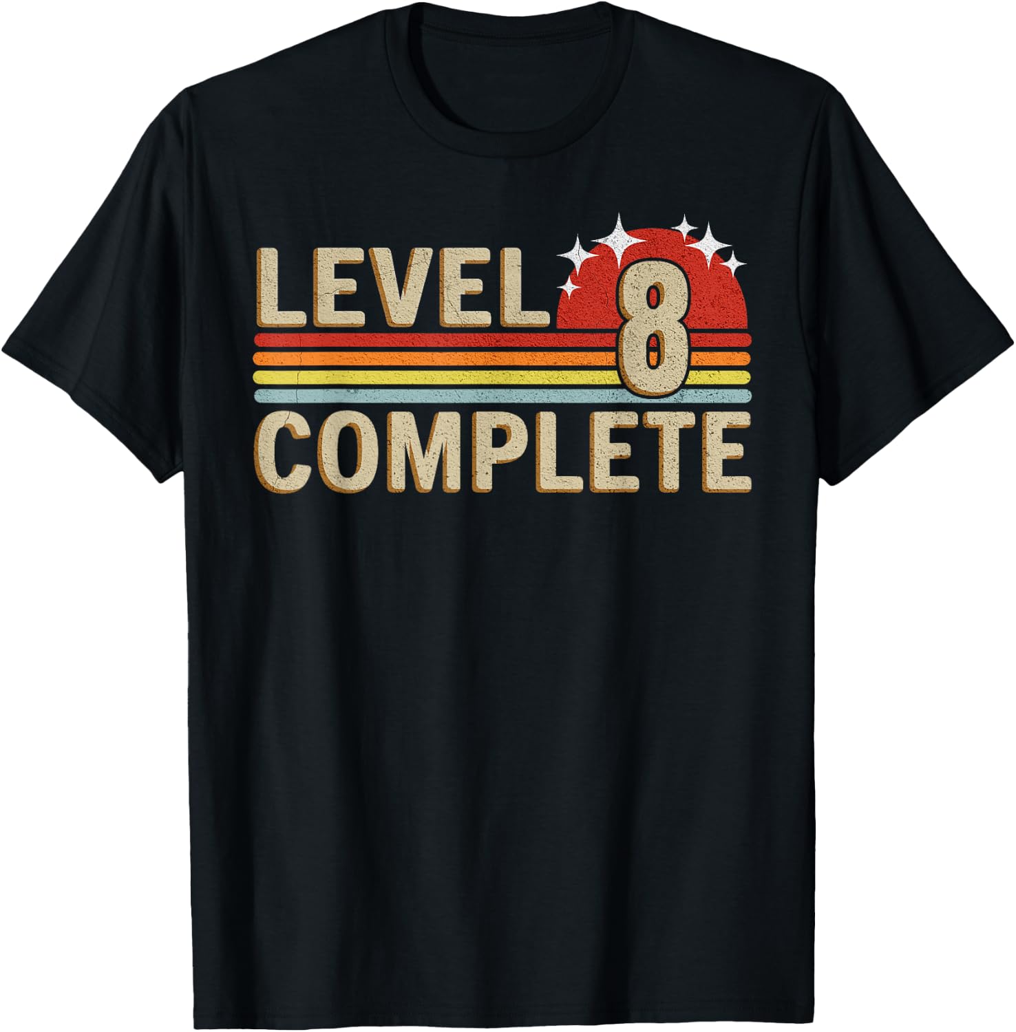 Level 8 Complete Gaming Vintage 8 Years Wedding Anniversary T-Shirt - T-Shirt | Black