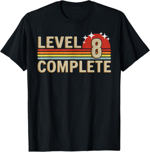 Level 8 Complete Gaming Vintage 8 Years Wedding Anniversary T-Shirt - T-Shirt | Black