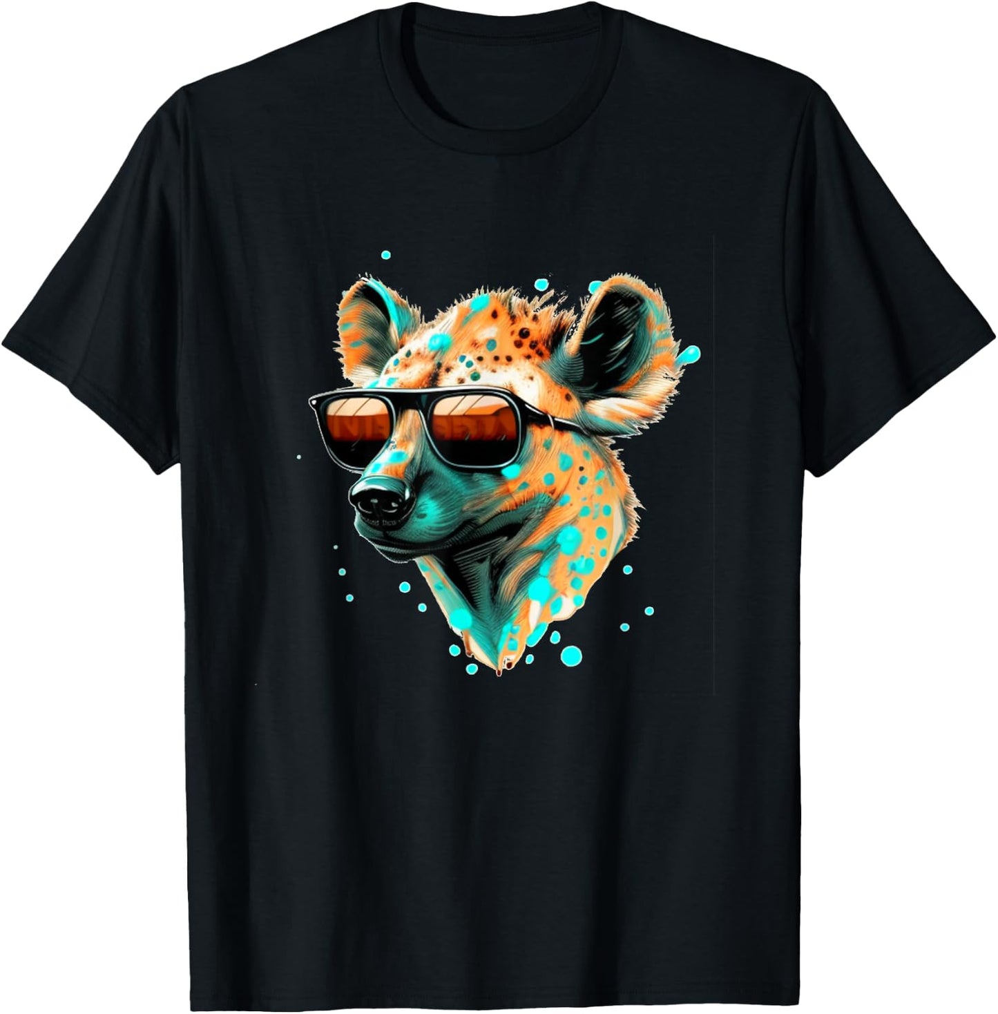 Funny looking Hyena Face with Sunglasses T-Shirt - T-Shirt | Black