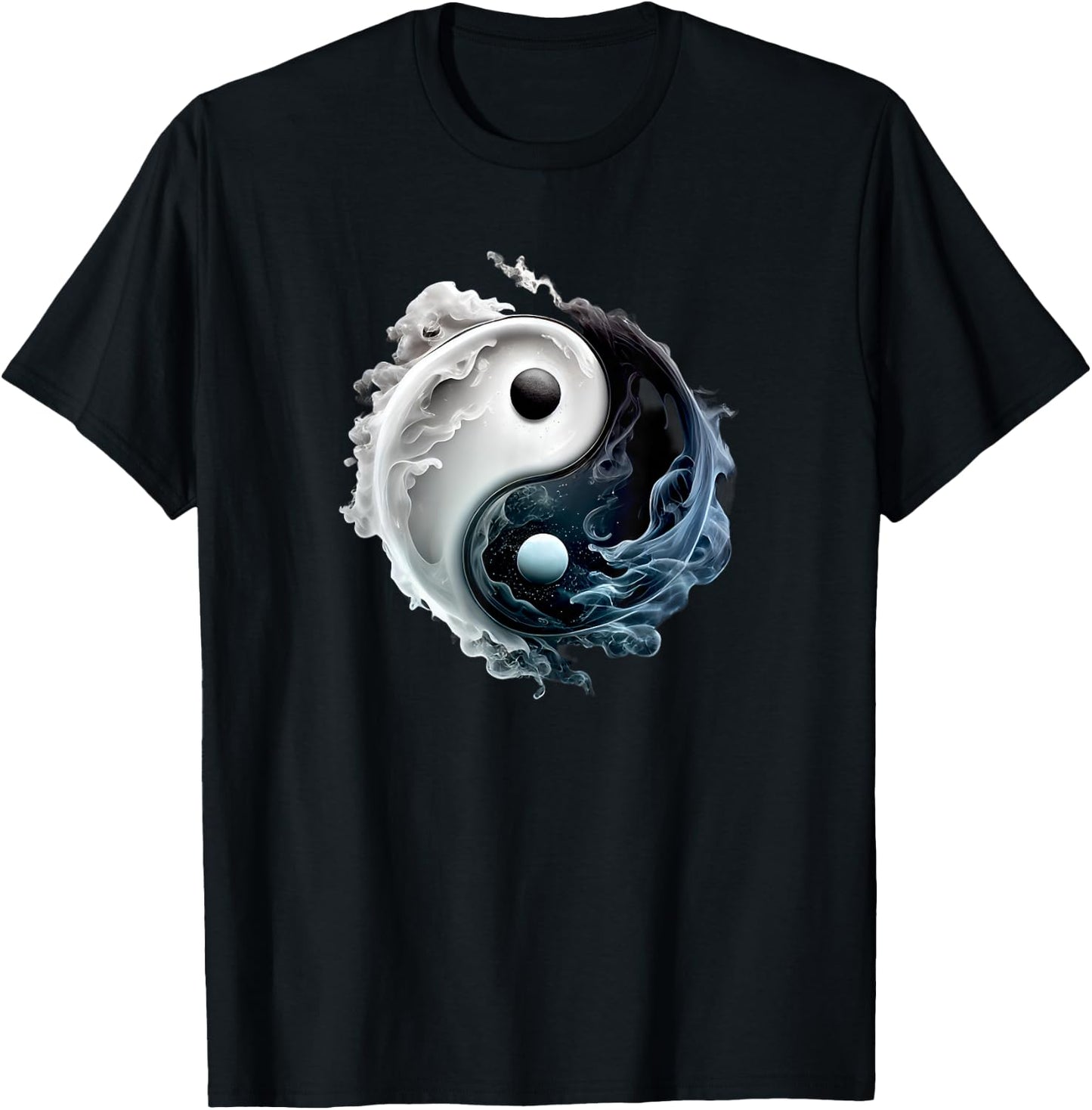 Ying Yang Whispy Feng Shui Taijitu Yin Yang T-Shirt - T-Shirt | Black