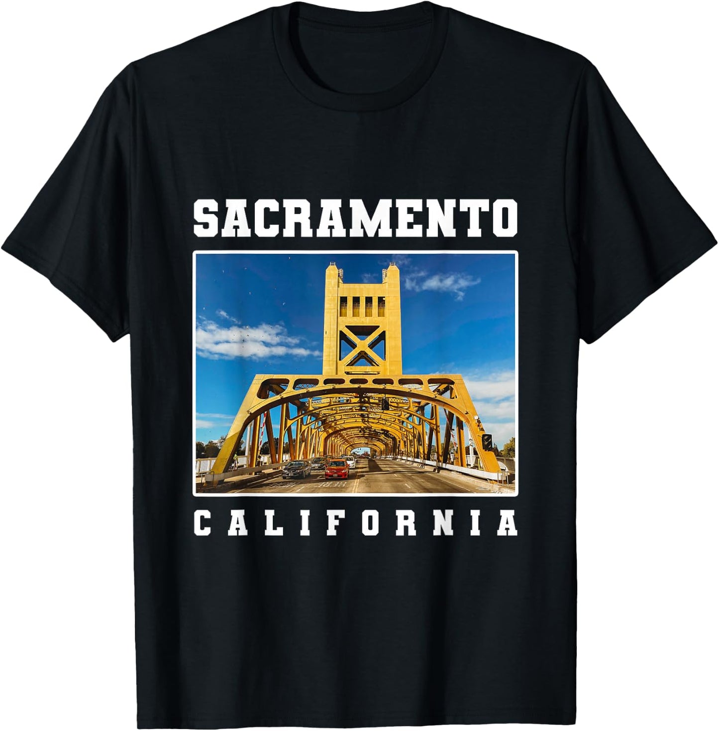 Tower Bridge Sacramento Skyline California Souvenir T-Shirt - T-Shirt | Black