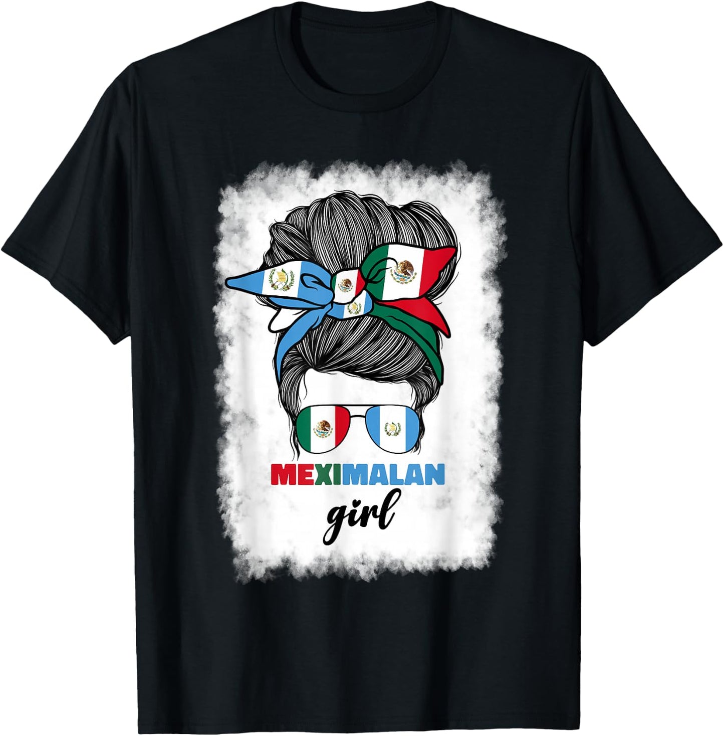 Half Mexican And Guatemalan Mexico Guatemala Flag Girl Women T-Shirt - T-Shirt | Black