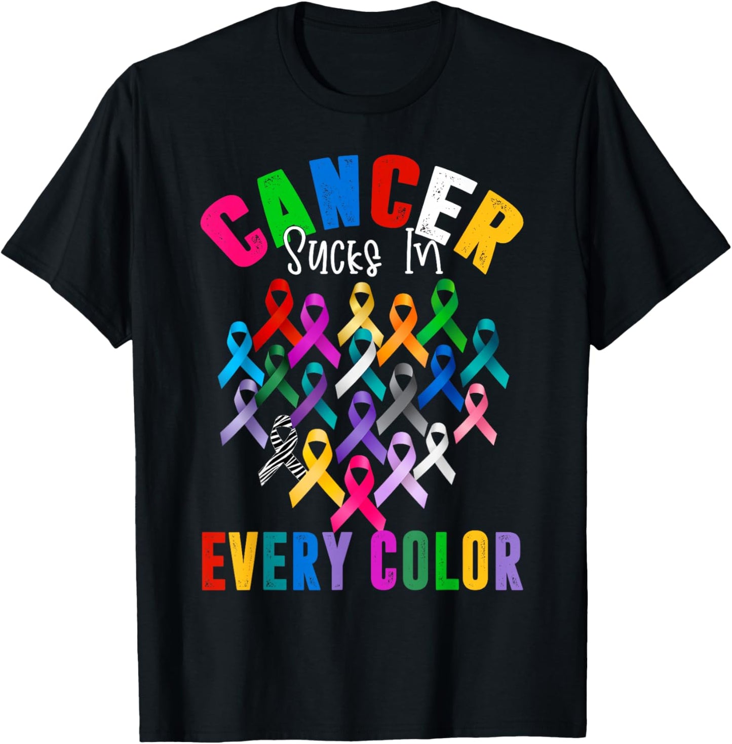 Cancer Sucks In Every Color All Ribbons World Cancer Day Men T-Shirt - T-Shirt | Black