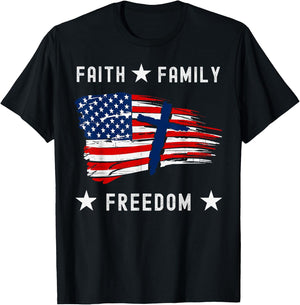 Faith Family Freedom America Patriotic Christian T-Shirt - T-Shirt | Black