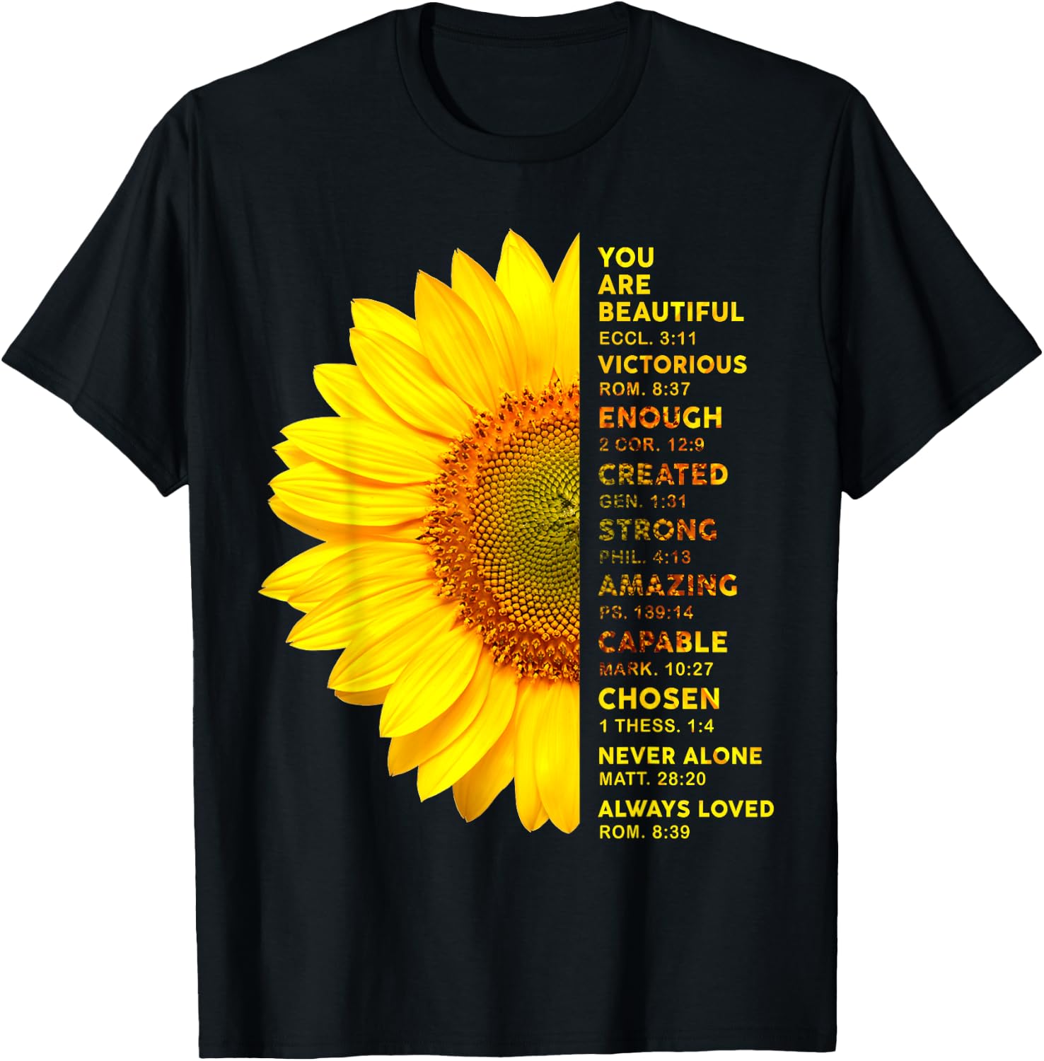 Christian Sunflower You Are A Beautiful Victorious Enough T-Shirt - T-Shirt | Black