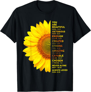 Christian Sunflower You Are A Beautiful Victorious Enough T-Shirt - T-Shirt | Black