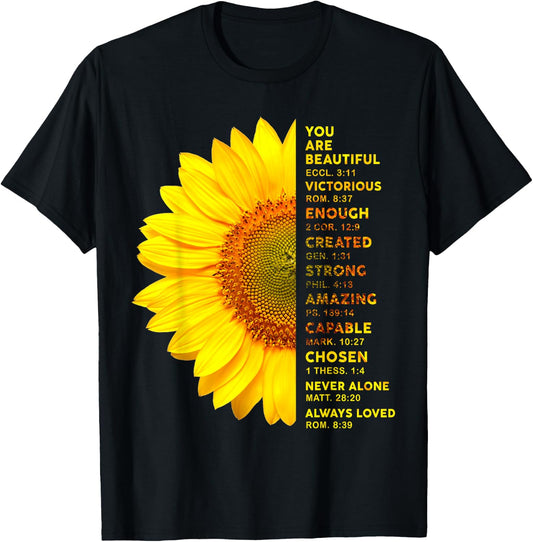 Christian Sunflower You Are A Beautiful Victorious Enough T-Shirt - T-Shirt | Black