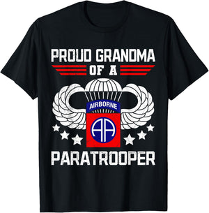 Proud Grandma Airborne Veteran Paratrooper USA Veterans T-Shirt - T-Shirt | Black