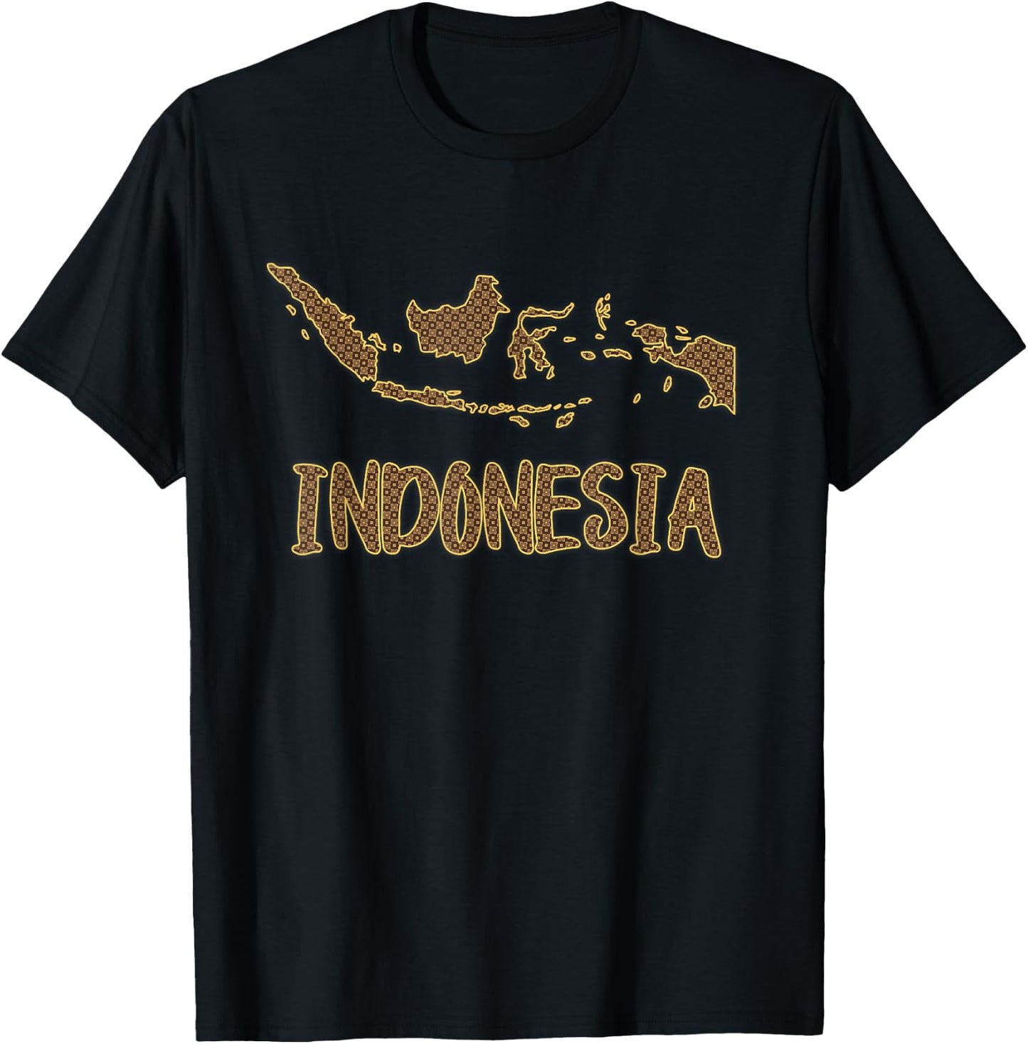 Indonesia Map filled with Traditional Indonesian Batik T-Shirt - T-Shirt | Black