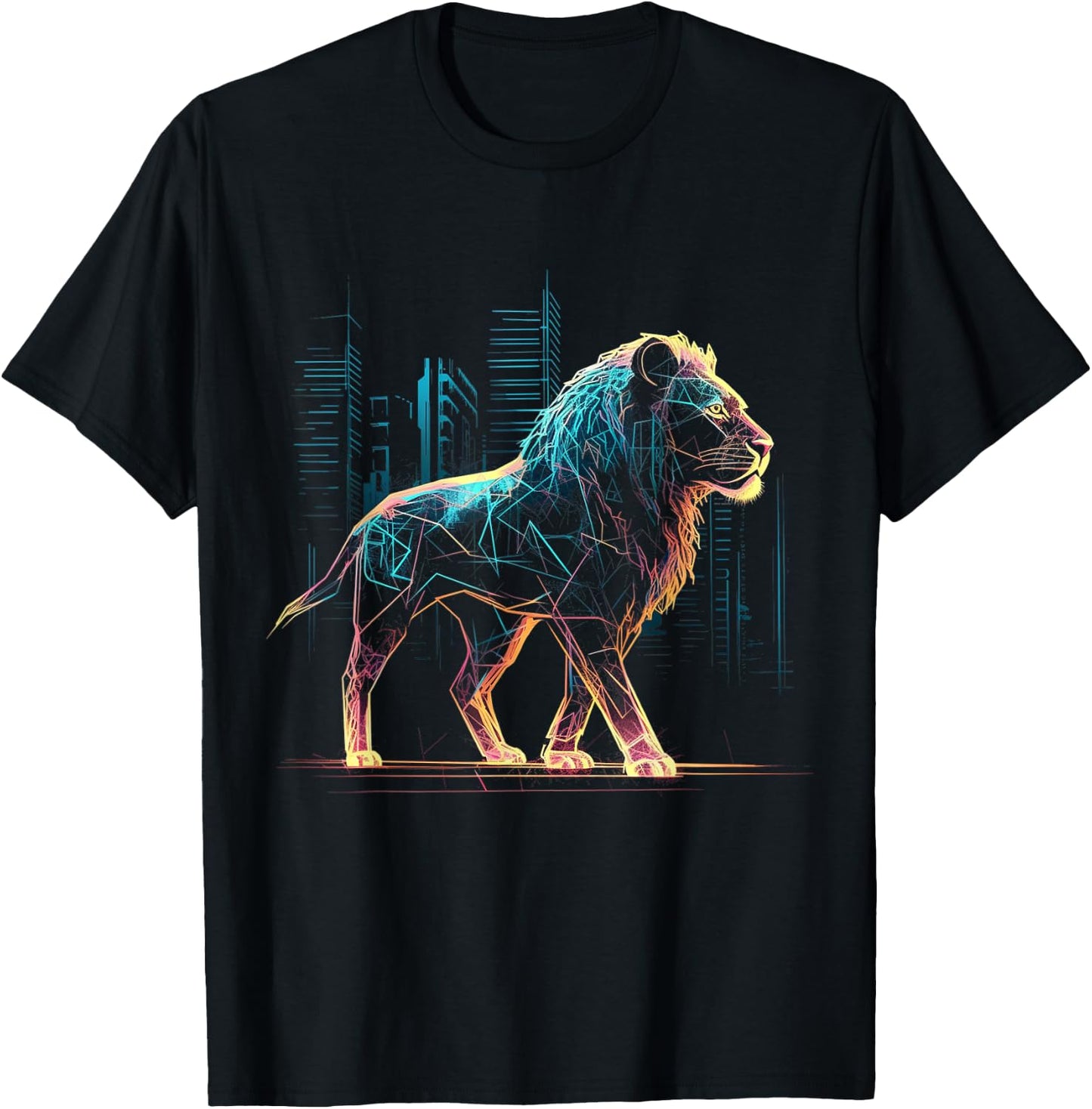 Lion Fantasy Art - Animal Architecture Motif Zoo Lion T-Shirt - T-Shirt | Black