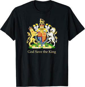 God Save the King Royal Coat of Arms Emblem Men Women T-Shirt - T-Shirt | Black
