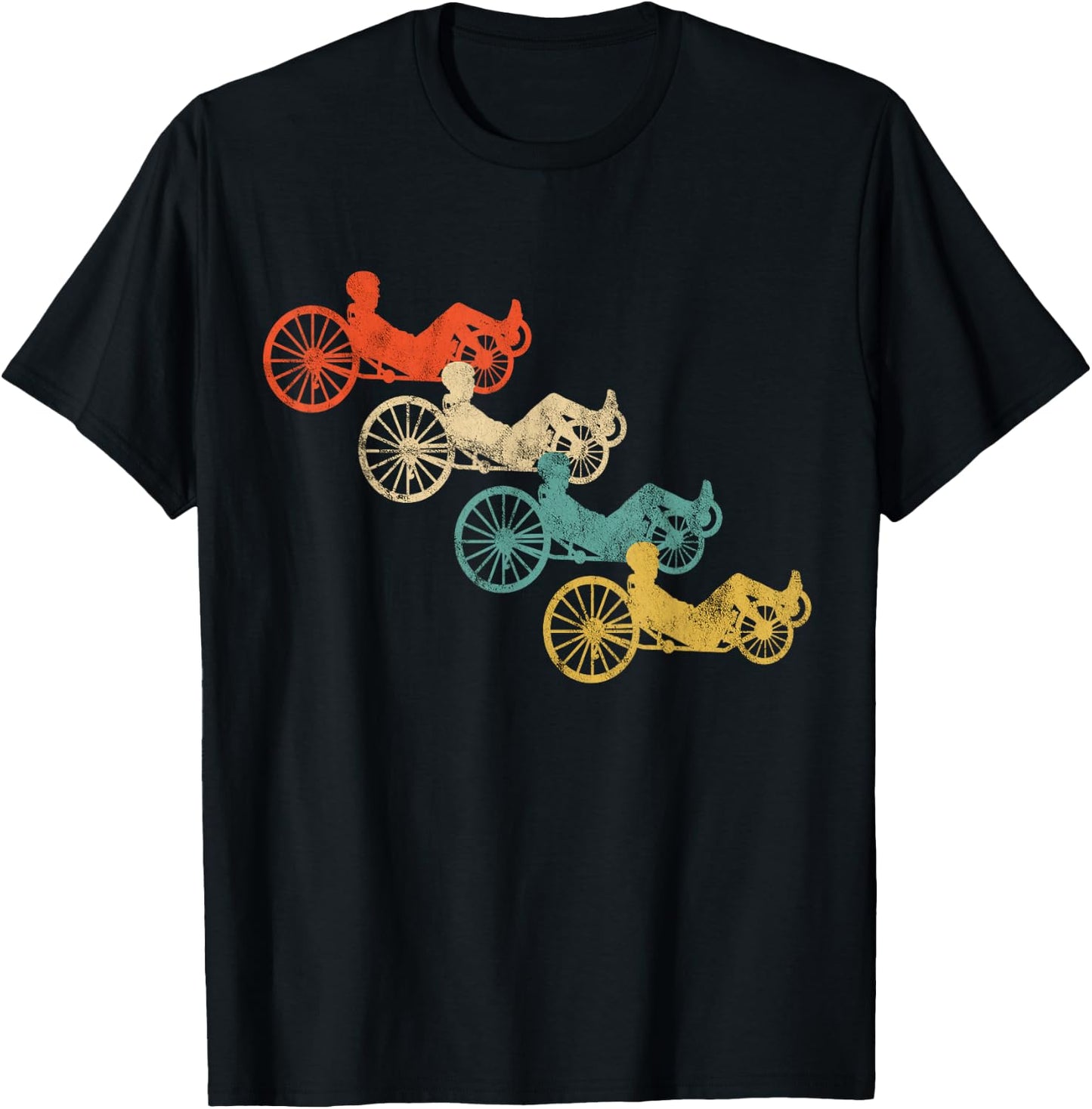 Retro Vintage Recumbent Bike Cyclist Recumbent Trike Cycling T-Shirt - T-Shirt | Black