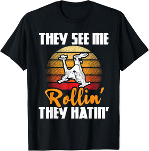 They See Me Rollin' They Hatin' - Indoor Spinning Bike Lover T-Shirt - T-Shirt | Black