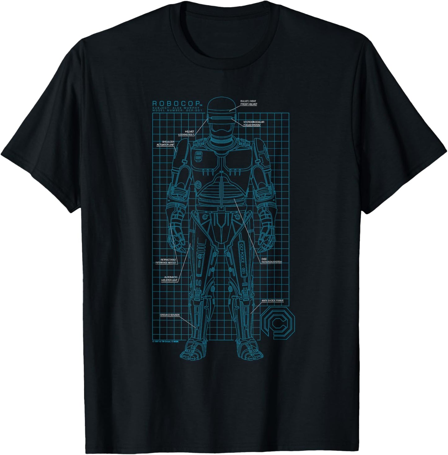 Robocop Schematic T-Shirt - T-Shirt | Black
