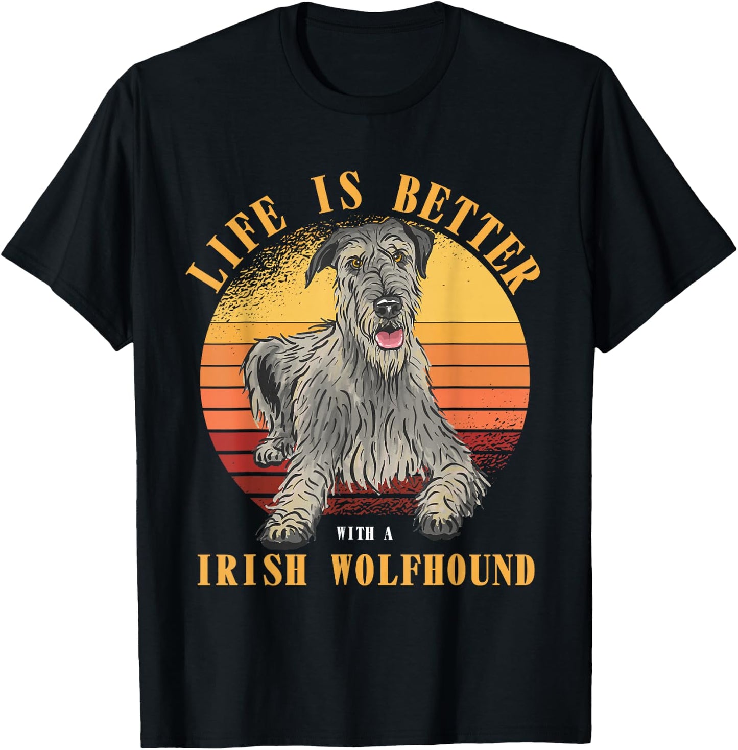 Irish Wolfhound life is better irish wolfhound dog owner T-Shirt - T-Shirt | Black