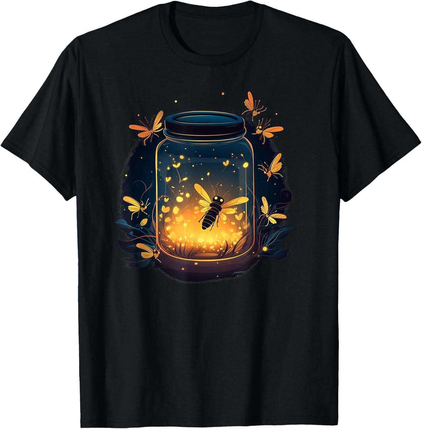 Glowing Fireflies in Jar T-Shirt - T-Shirt | Black