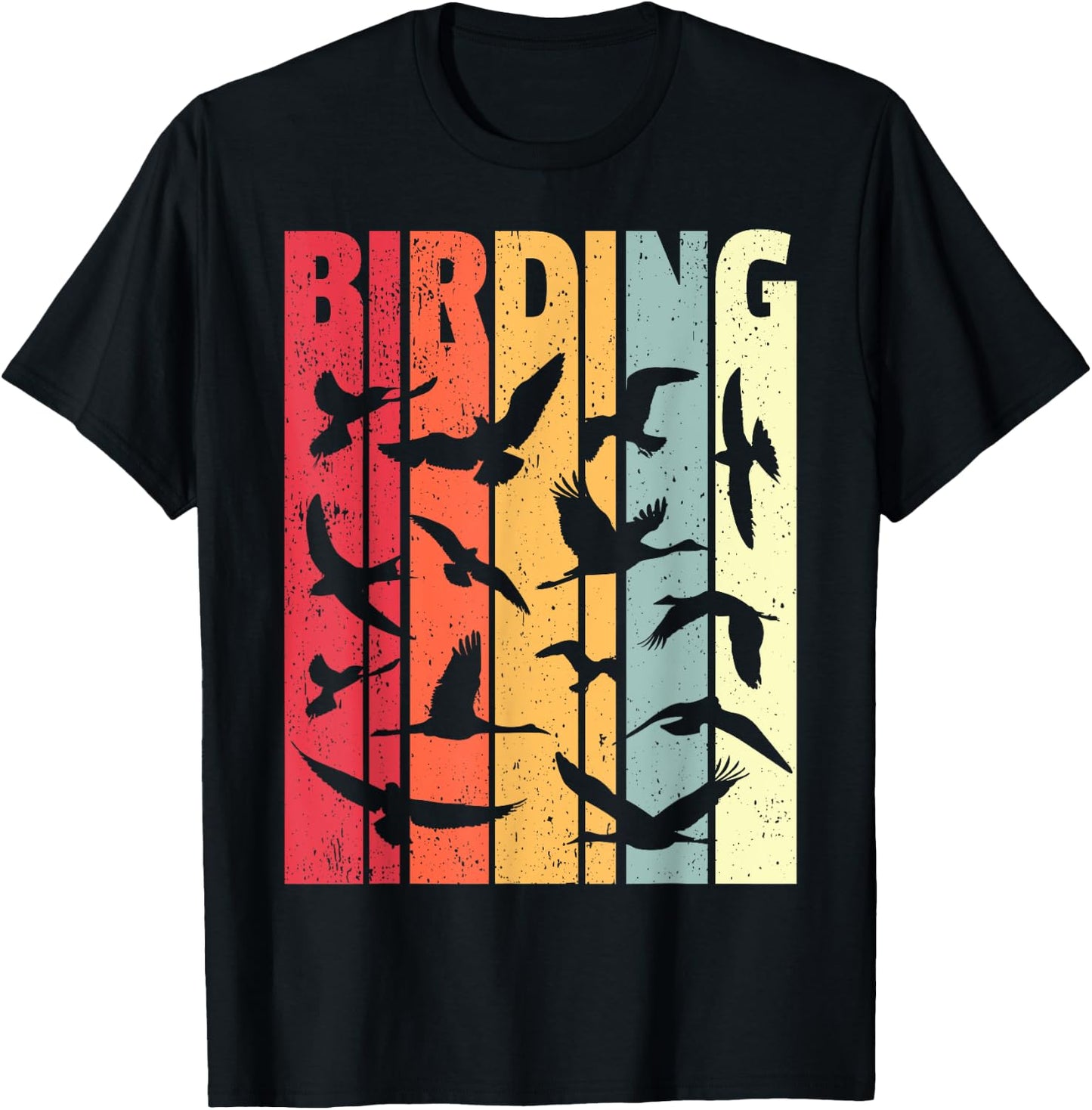 Birding Retro Birdwatcher Birder T-Shirt - T-Shirt | Black