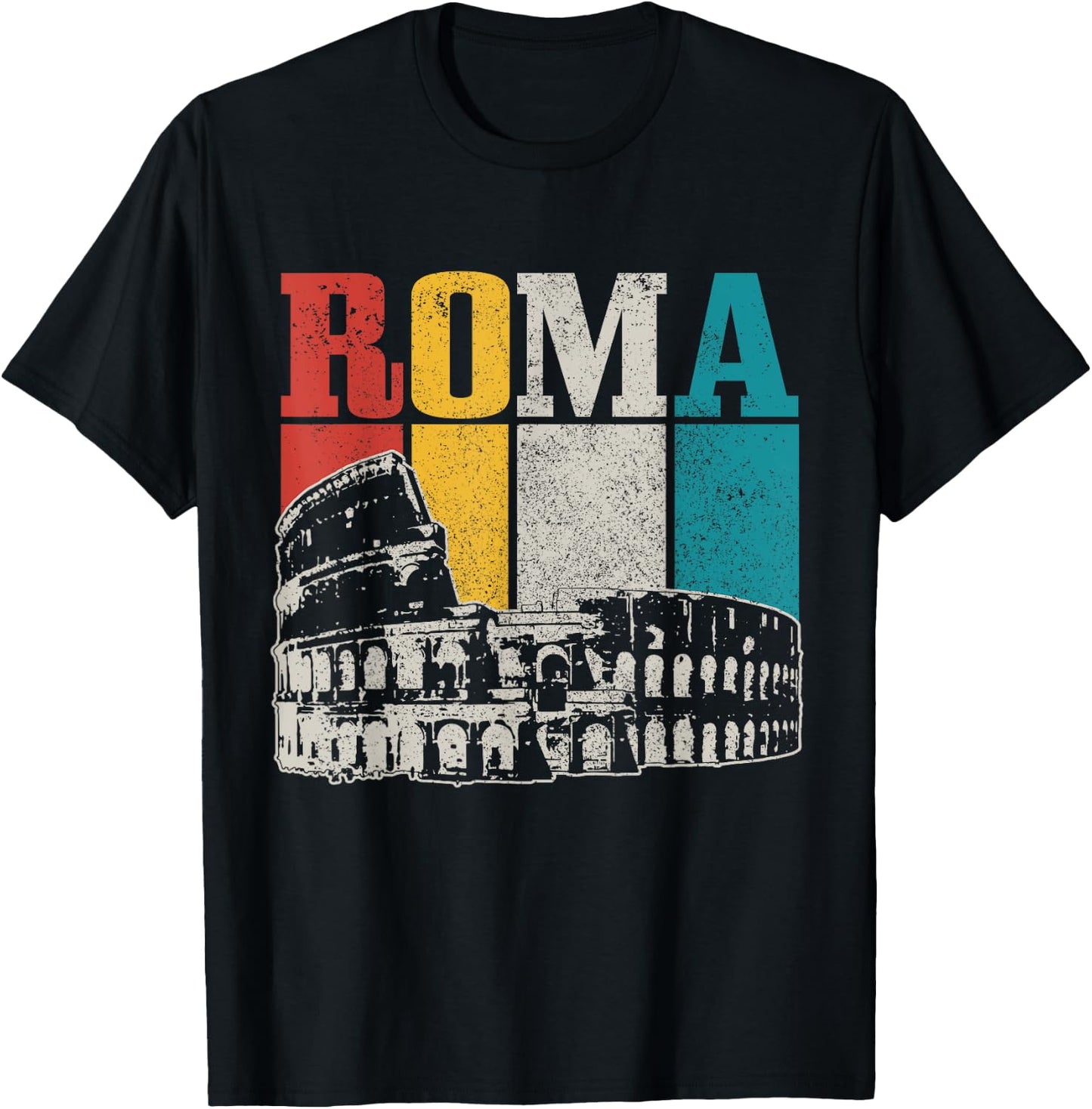 Rom Italy Roma Italia Colosseum Vintage Italian T-Shirt - T-Shirt | Black