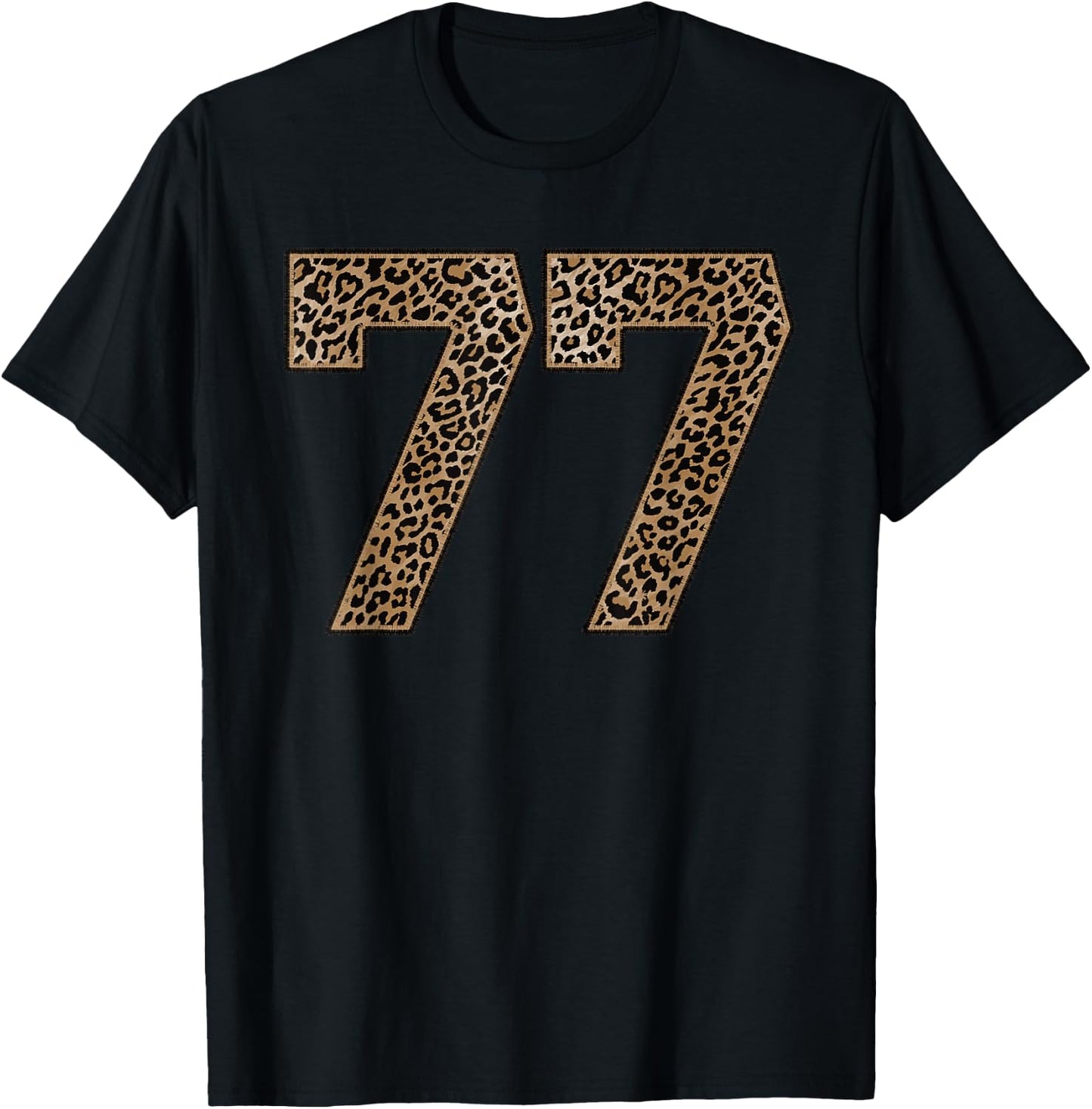 Leopard Number 77 Athlete Sports Jersey Supporter Fanwear T-Shirt - T-Shirt | Black