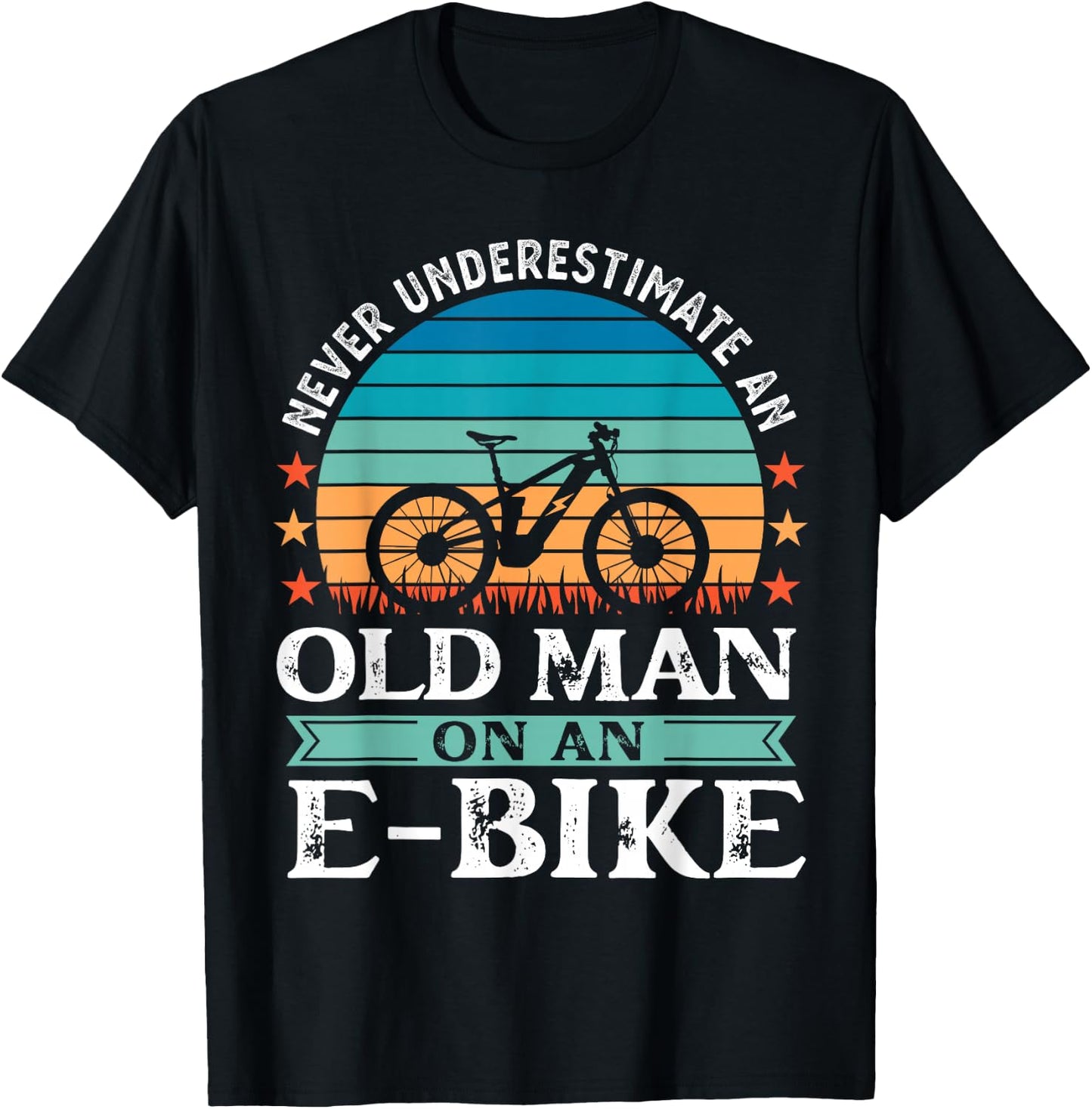 Old Man on an EBike Bicycle EMTB E-Bike Funny Retirement T-Shirt - T-Shirt | Black