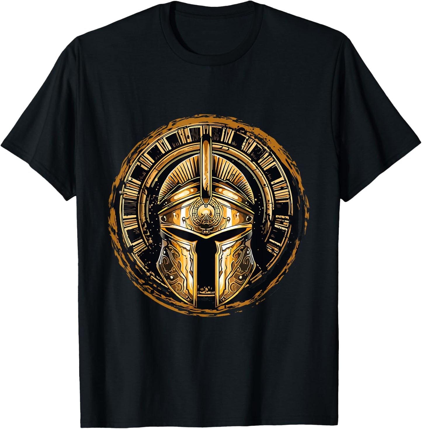 Golden Spartan Helmet | Gladiator Gym Spartans Warrior T-Shirt - T-Shirt | Black