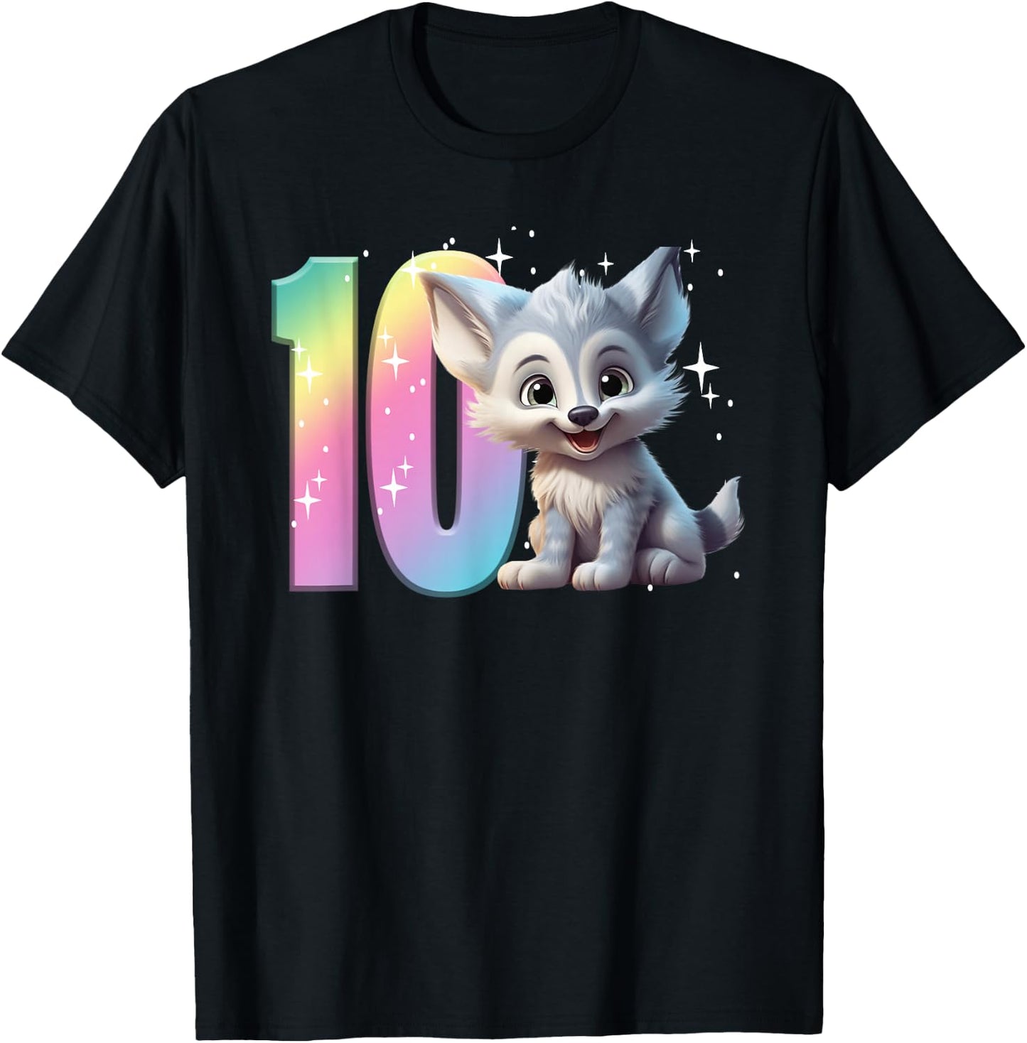 10th Birthday Wolf Shirt Birthday Girl Double Digits Wolves T-Shirt - T-Shirt | Black