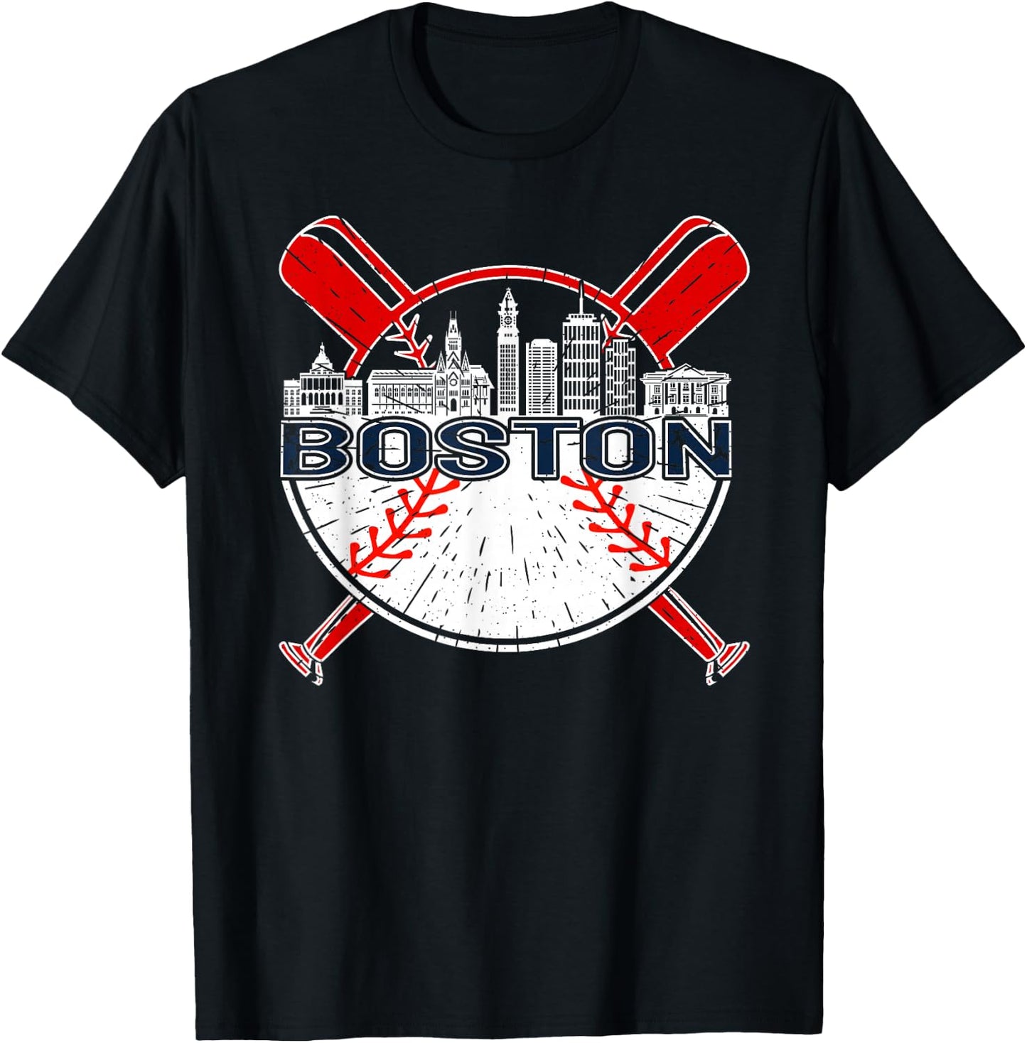 Softball Vintage Boston Baseball T-Shirt - T-Shirt | Black