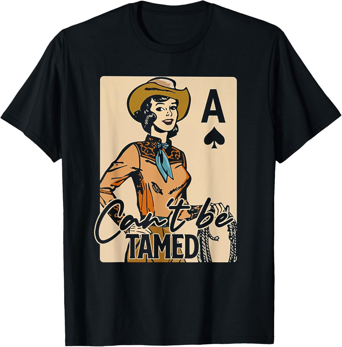 Retro Cowgirl Card Can't Be Tamed Western Country Midwest T-Shirt - T-Shirt | Black