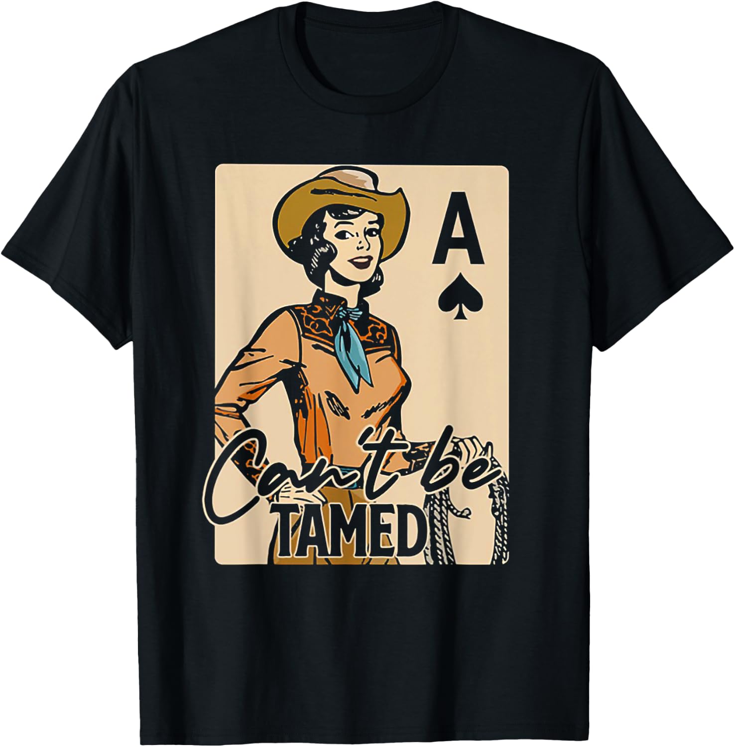 Retro Cowgirl Card Can't Be Tamed Western Country Midwest T-Shirt - T-Shirt | Black