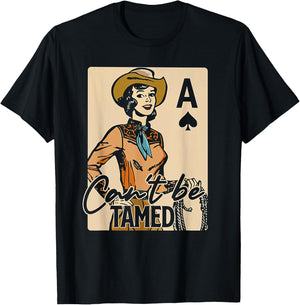 Retro Cowgirl Card Can't Be Tamed Western Country Midwest T-Shirt - T-Shirt | Black