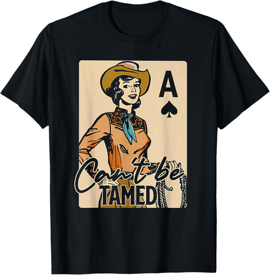 Retro Cowgirl Card Can't Be Tamed Western Country Midwest T-Shirt - T-Shirt | Black