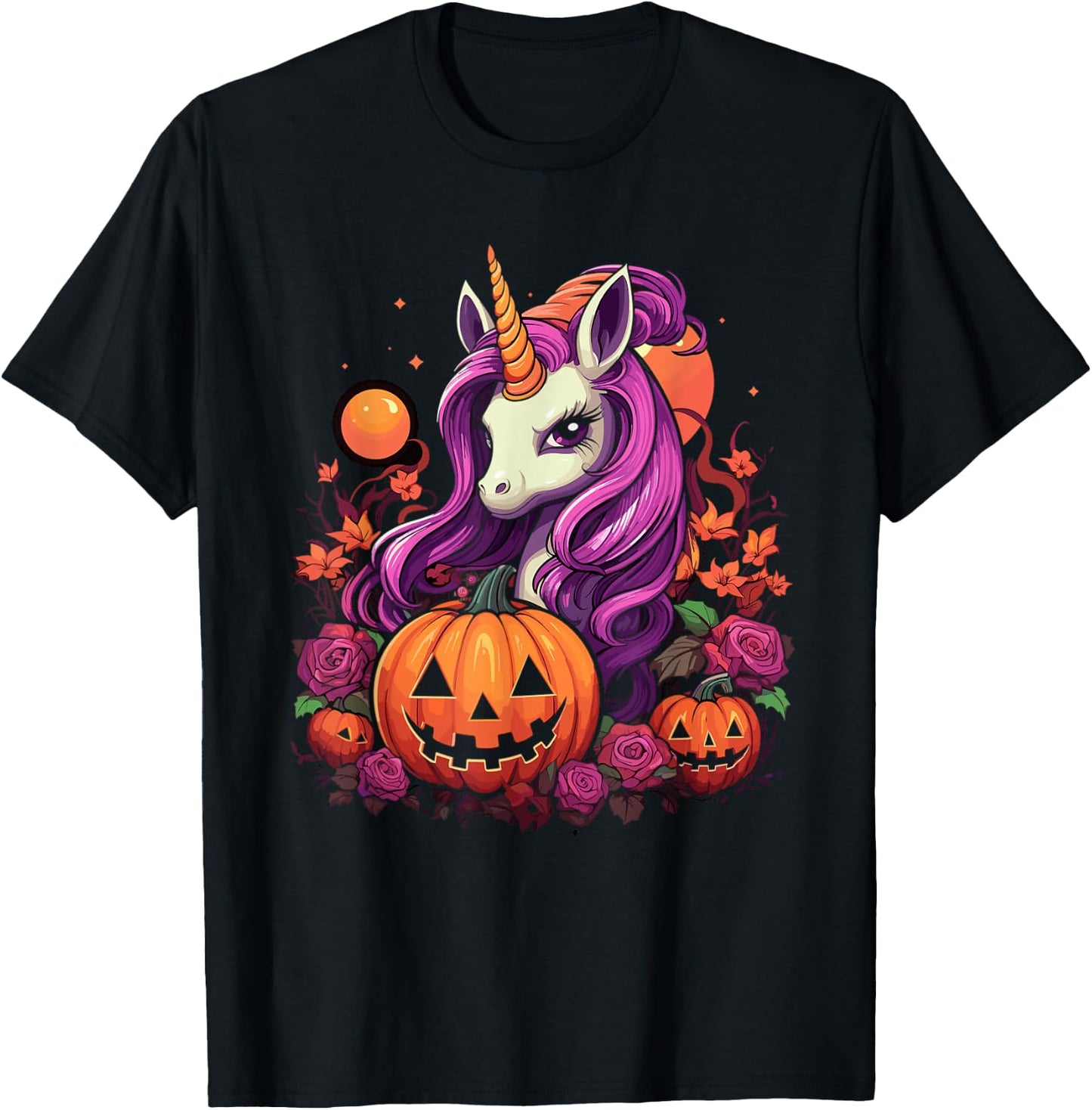 Cute Halloween Girly Halloween Unicorn Halloween Pumpkin T-Shirt - T-Shirt | Black
