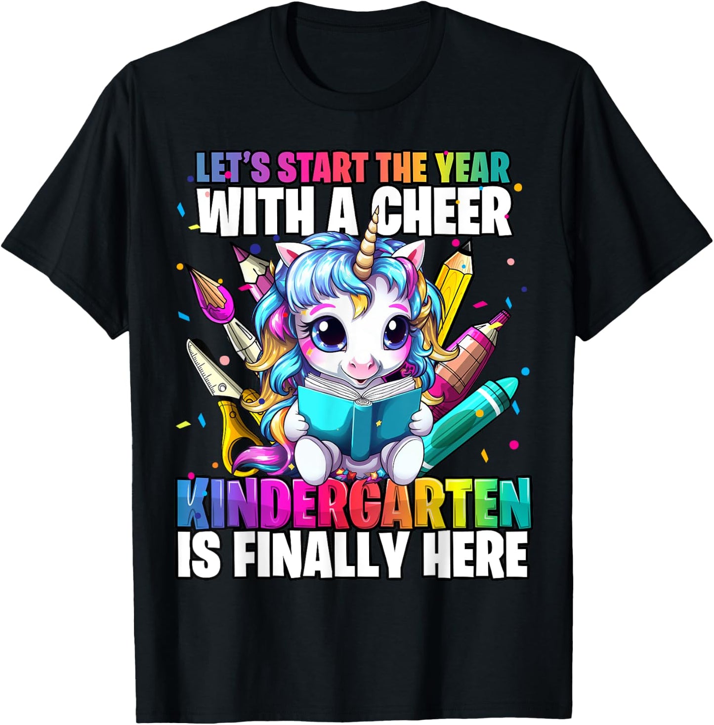 Unicorn Kindergarten Back to School First Day of School Girl T-Shirt - T-Shirt | Black
