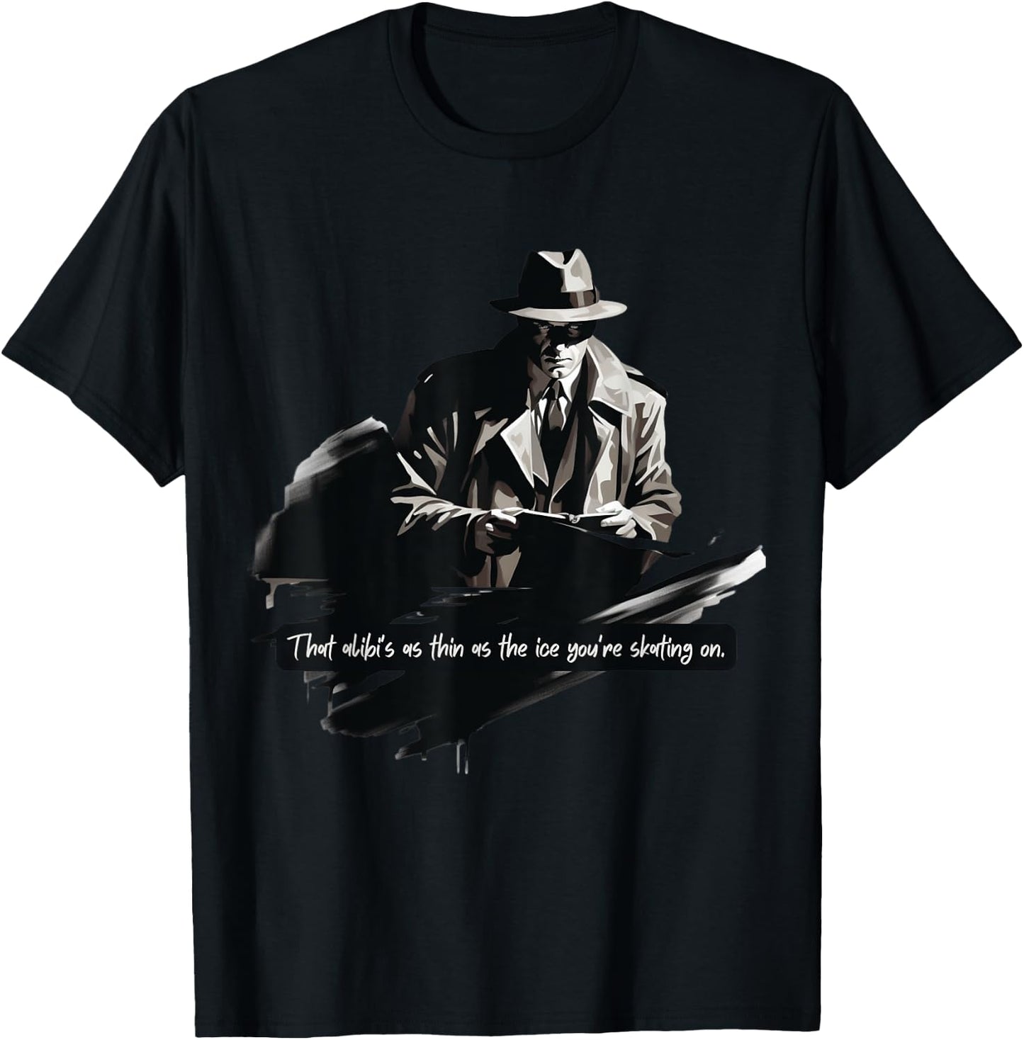Film Noir Detective: Thin Ice Alibi T-Shirt - T-Shirt | Black